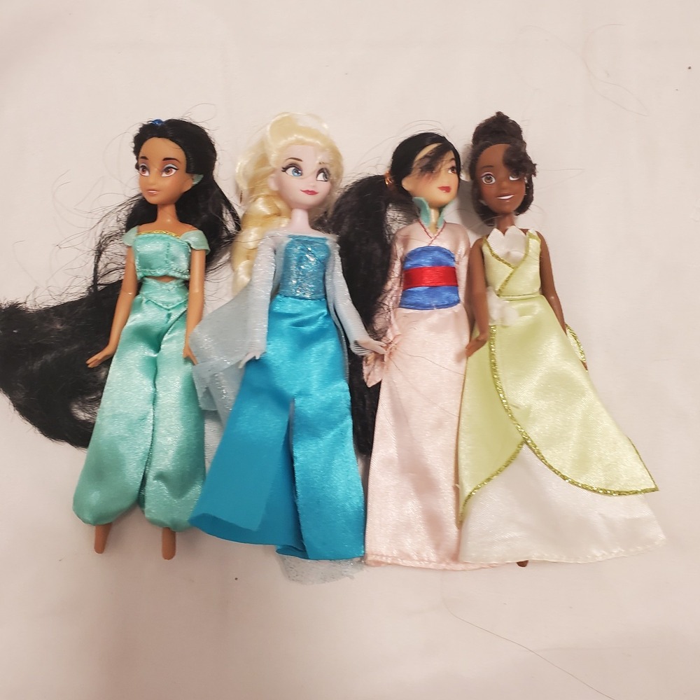 Disney Parks Exclusive Princess Mini Dolls Lot Tiana Mulan Jasmine Elsa